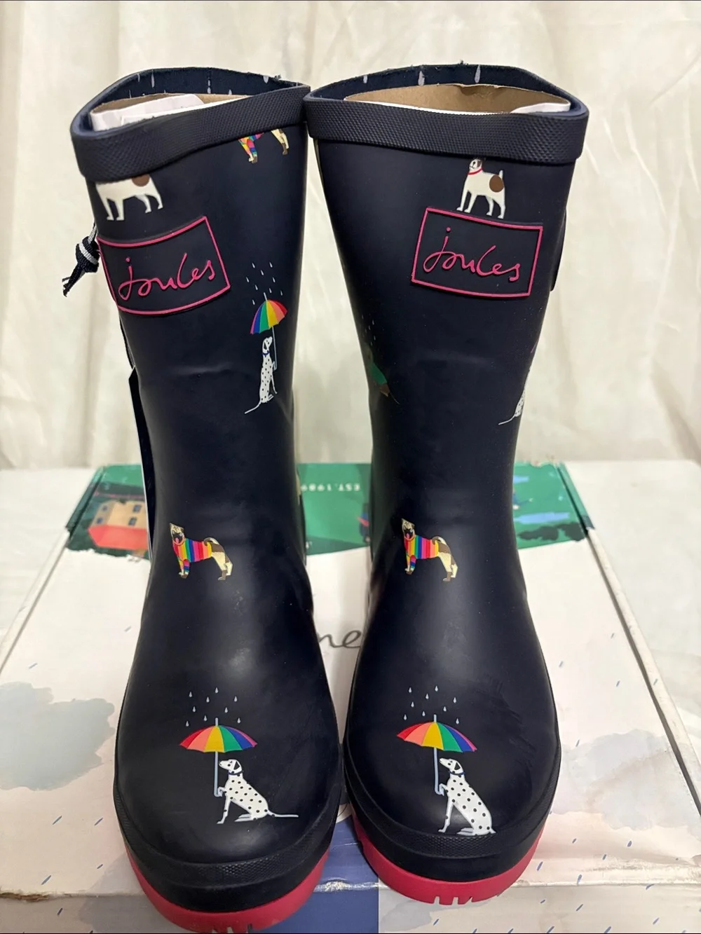 Joules Navy Rain Boots size US 6 NWT